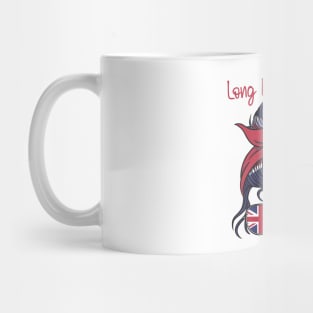 Funny Messy Hair Woman Bun British Flag Long Live The King Mug